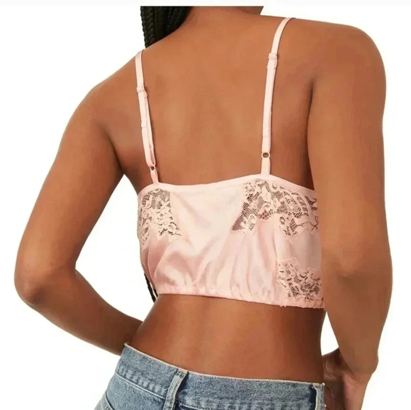 Free People Intimately pink lace camisole ladies satin cami Size M nwot - Picture 9 of 9